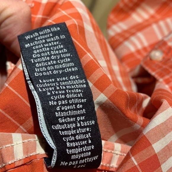 𝅺LOGAN Hill 2XL 18 1/2 shirt plaid orange white short sleeves 100% cotton - Picture 8 of 11